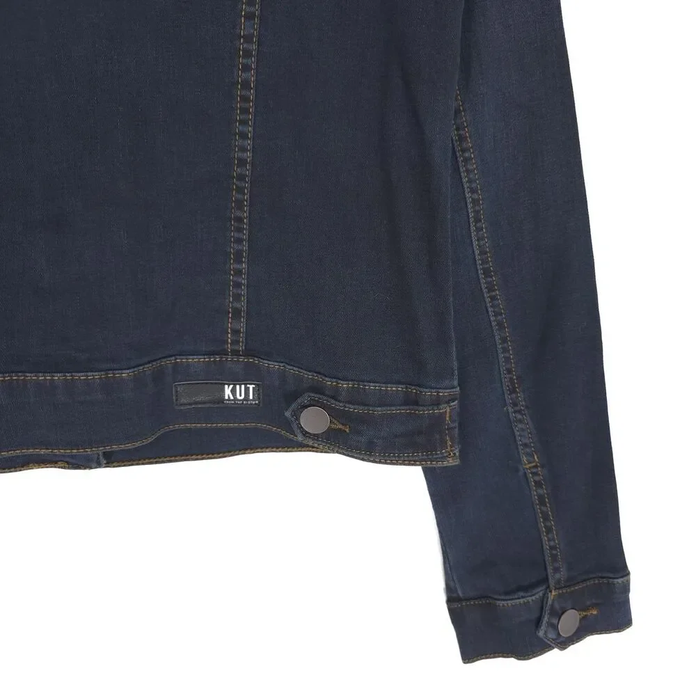 KUT FROM THE KLOTH New Women's Amelia Denim Jacket LARGE Button‎ Front KJ618MF1